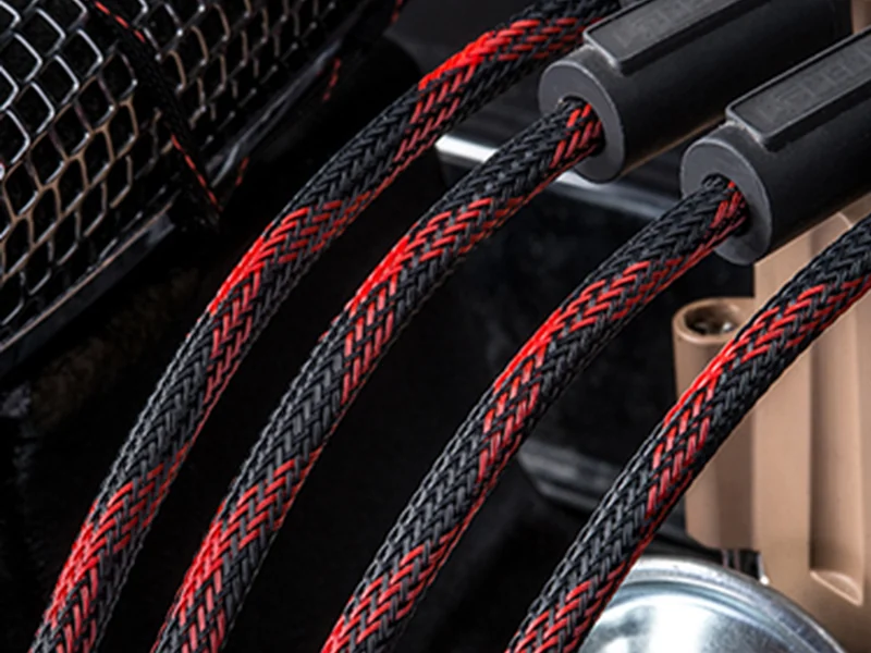 Techflex Flexo PET braided sleeving protecting a bundle of wires from chafing
