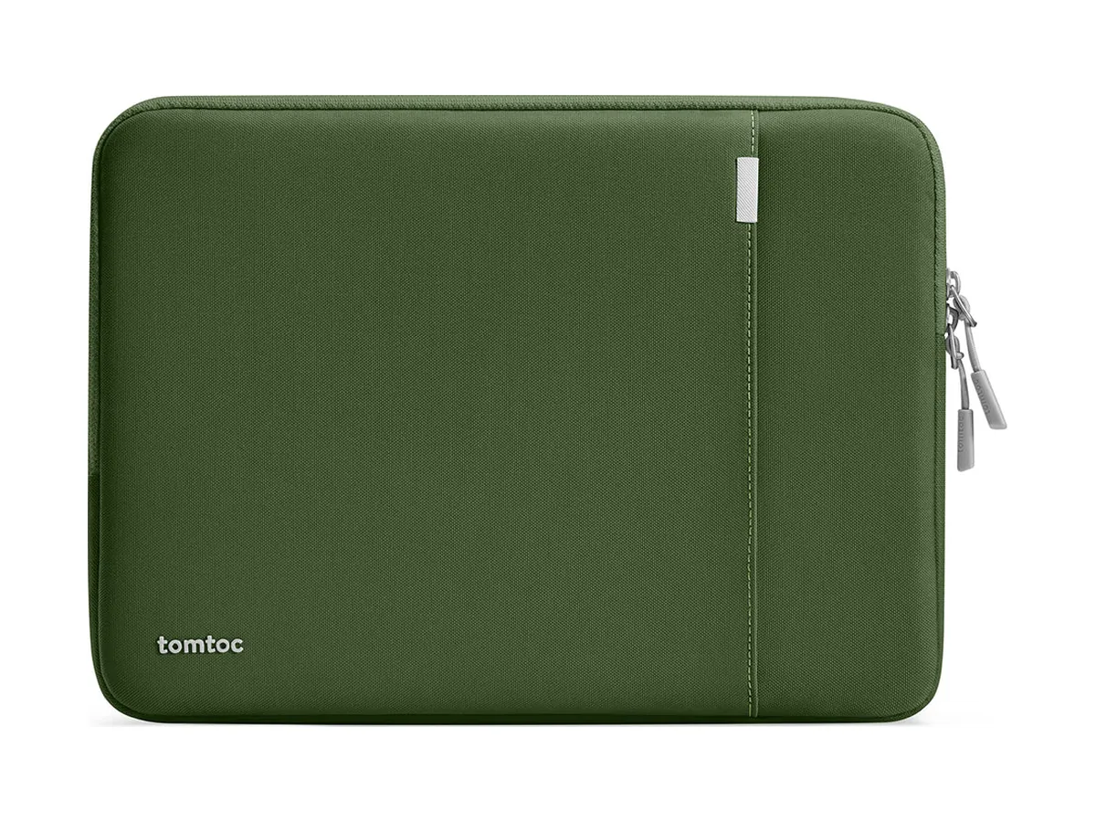 tomtoc 360 Protective Laptop Sleeve in groen met een voorvak met rits