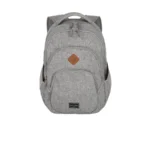 travelite BASICS 22 L cabinerugzak in grijs mêlee met een bruin leren patch