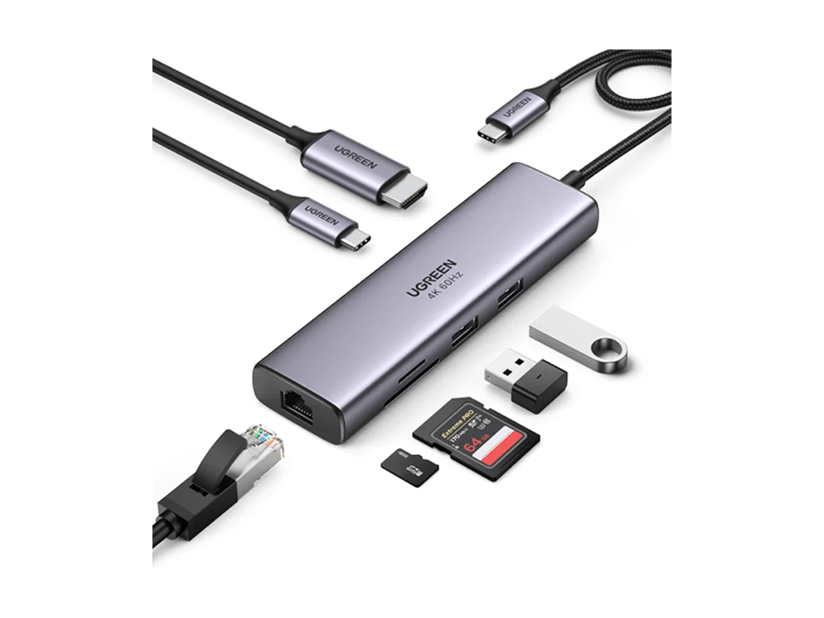 UGREEN Revodok 7-in-1 USB-C hub met HDMI, ethernet en kaartlezer