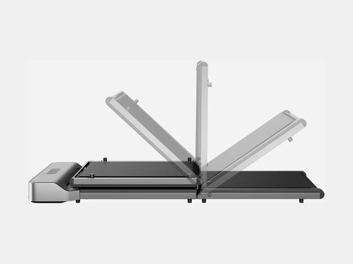 WalkingPad Z1 under-desk walking pad shown folding in half in four steps